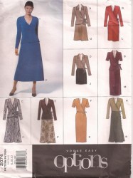2074 EZ VOGUE KNIT WRAP TOP 3 LENGTHS, SKIRT LENGTHS PATTERN 8-24 choice 3 sizes uncut